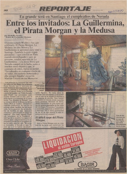 Entre los invitados, La Guillermina, el Pirata Morgan y la Medusa  [artículo] Rodolfo Sesnic.