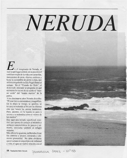 Neruda y el mar  [artículo] Hernán Soto.