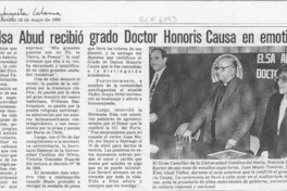 Hna. Elsa Abud recibió grado Doctor Honoris Causa en emotivo acto  [artículo].