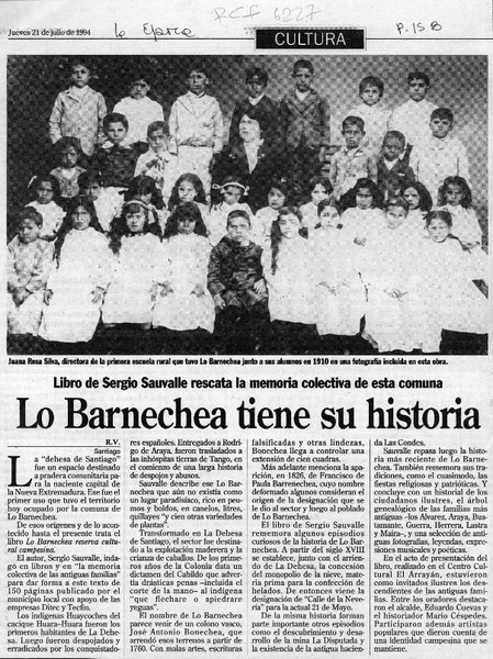 Lo Barnechea tiene su historia  [artículo] R. V.