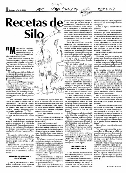 Recetas de Silo  [artículo] Mariela Romero.