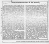 Homenaje a tres escritores de San Bernardo  [artículo] Miguel Angel Díaz A.