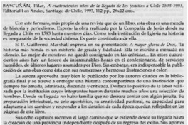 Bascuñan, Pilar, "A 400 años de la llegada de los jesuitas a Chile"