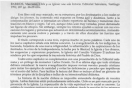 Barrios, Marciano, "Chile y su iglesia, una sola historia"  [artículo]Jorge Muñoz A.