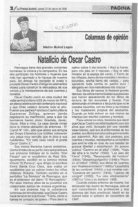 Natalicio de Oscar Castro  [artículo] Marino Muñoz Lagos.