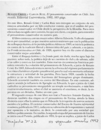 Renato Cristi y Carlos Ruiz, "El pensamiento conservador en Chile" Sofía Correa Sutil.