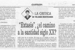"Extasis", el camino a la santidad siglo XX?  [artículo] Yolanda Montecinos.