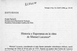 Historia y esperanza en la obra de Manuel Lacunza  [artículo] Freddy Parra C.