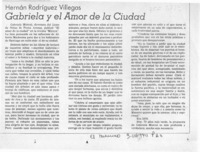 Gabriela y el amor de la ciudad  [artículo] Hernán Rodríguez Villegas.