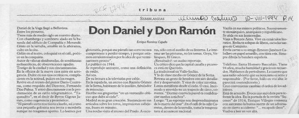 Don Daniel y don Ramón  [artículo] Enrique Ramírez Capello.