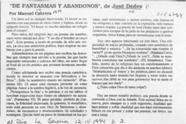 "De fantasmas y abandonos", de José Dedes  [artículo] Manuel Cabrera.