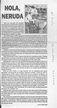 Hola, Neruda  [artículo] Juan Andrés Lagos.
