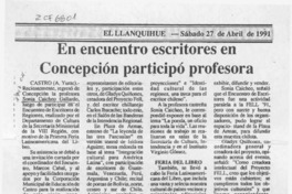 En encuentro de escritores en Concepción participó profesora  [artículo] A. Yurac.