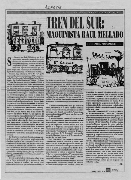 Tren del sur, maquinista Raúl Mellado  [artículo] Ariel Fernández.