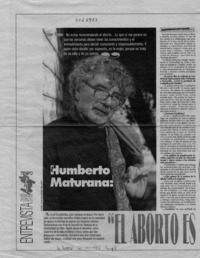 Humberto Maturana, "El Aborto es legítimo"  [artículo] Patricia Bravo.