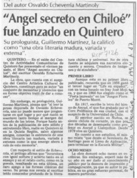 "Angel secreto en Chiloé" fue lanzado en Quintero  [artículo].