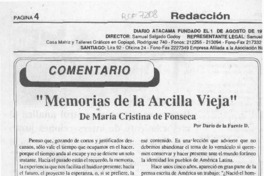 "Memorias de la arcilla vieja"  [artículo] Darío de la Fuente D.