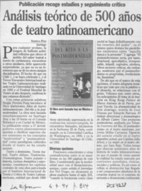 Análisis teórico de 500 años de teatro latinoamericano  [artículo] Ximena Poo.