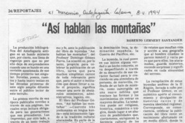 "Así hablan las montañas"  [artículo] Roberto Lehnert Santander.