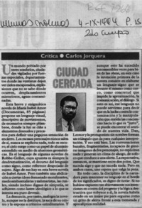 Ciudad cercada  [artículo] Carlos Jorquera.