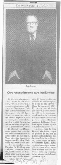 Otro reconocimiento para José Donoso