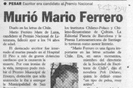 Murió Mario Ferrero  [artículo].