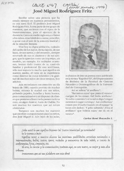 José Miguel Rodríguez Fritz  [artículo] Carlos René Ibacache I.