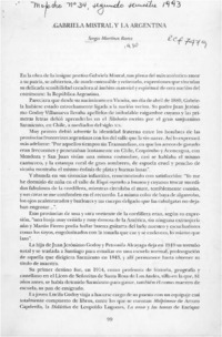 Gabriela Mistral y la Argentina  [artículo] Sergio Martínez Baeza.