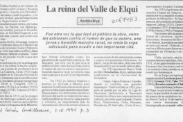 La reina del valle del Elqui  [artículo] Andrés Mya.