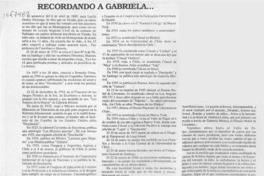 Recordando a Gabriela  [artículo] Horacio Peralta.