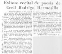 Exitoso recital de poesía de Cecil Rodrigo Hermosilla