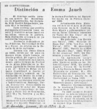 Distinción a Emma Jauch  [artículo].