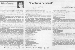 "Contrato personal"  [artículo] Antonieta Rodríguez París.