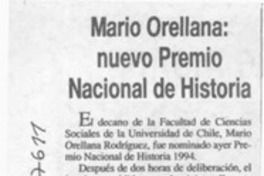 Mario Orellana, nuevo Premio Nacional de Historia  [artículo].