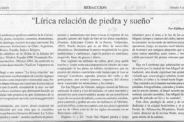 "Lírica relación de piedra y sueño"  [artículo] Edilberto Domarchi.