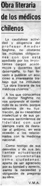 "Obra literaria de los médicos chilenos"