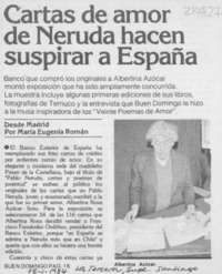 Cartas de amor de Neruda hacen suspirar a España