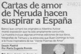 Cartas de amor de Neruda hacen suspirar a España
