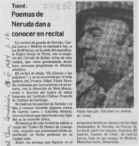 Poemas de Neruda dan a conocer en recital