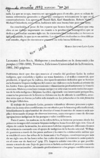 Leonardo León Solís, "Maloqueros y conchavadores en la Araucanía y las pampas, 1700-1800"  [artículo] Luis Carlos Parentini G.