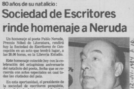 Sociedad de escritores rinde homenaje a Neruda