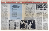 Poema inédito de García Lorca a hija de Pablo Neruda publican en Madrid