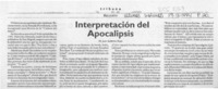 Interpretación del apocalipsis  [artículo] Juan Guillermo Prado.