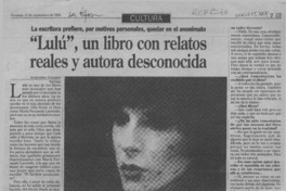 "Lulú", un libro con relatos reales y autora desconocida  [artículo] Alejandra Gajardo.