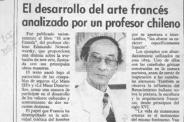 El Desarrollo del arte francés analizado por profesor chileno  [artículo].