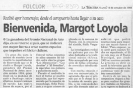 Bienvenida, Margot Loyla  [artículo].
