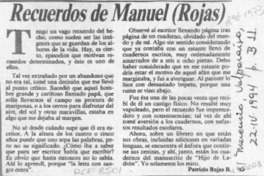 Recuerdos de Manuel (Rojas)  [artículo] Patricio Rojas B.