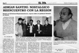 Adrián Santini, nostálgico reencuentro con la región  [artículo] K. L. G.
