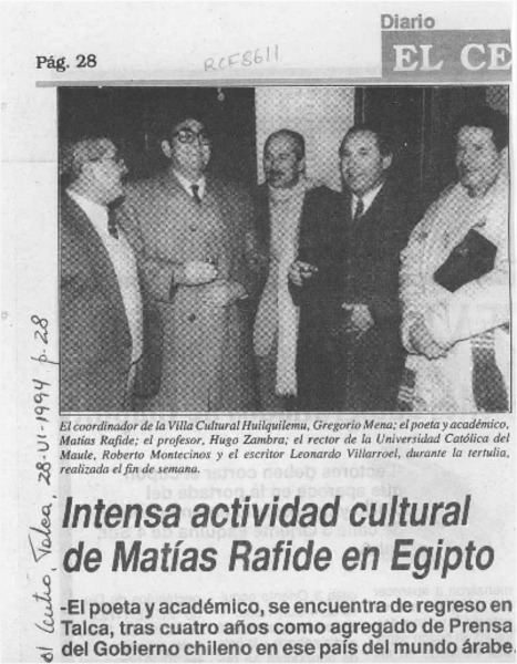 Intensa actividad cultural de Matías Rafide en Egipto  [artículo].