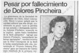 Pesar por fallecimiento de Dolores Pincheira  [artículo].